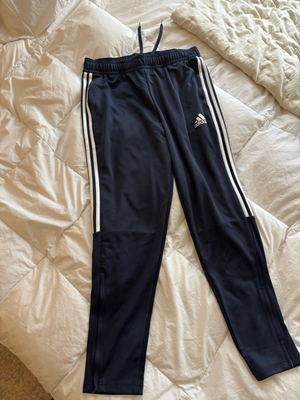 adidas adult Black Joggers with White Side Stripes